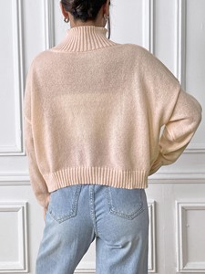 Manufacturer 2024 Autumn/Winter Fashion Casual Turtleneck butterfly <strong>Cable</strong> Loose Pullover <strong>Knitted</strong> Custom Sweater <strong>Jumper</strong> <strong>Women</strong> - Product Image 5