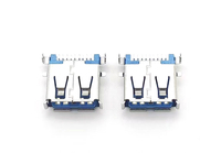 Prise femelle USB3.0 à angle droit SMT plastique bleu 9P