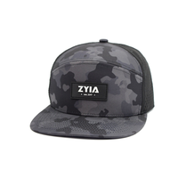 Casquette de golf personnalisée, imperméable, en caoutchouc, avec logo découpé au laser, visière plate, 5 panneaux, respirante, camouflage