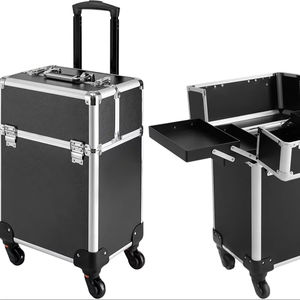 Valigia Professionale per Trucco, Valigetta Cosmetica in Alluminio con Ruote per Truccatori - Product Image 1