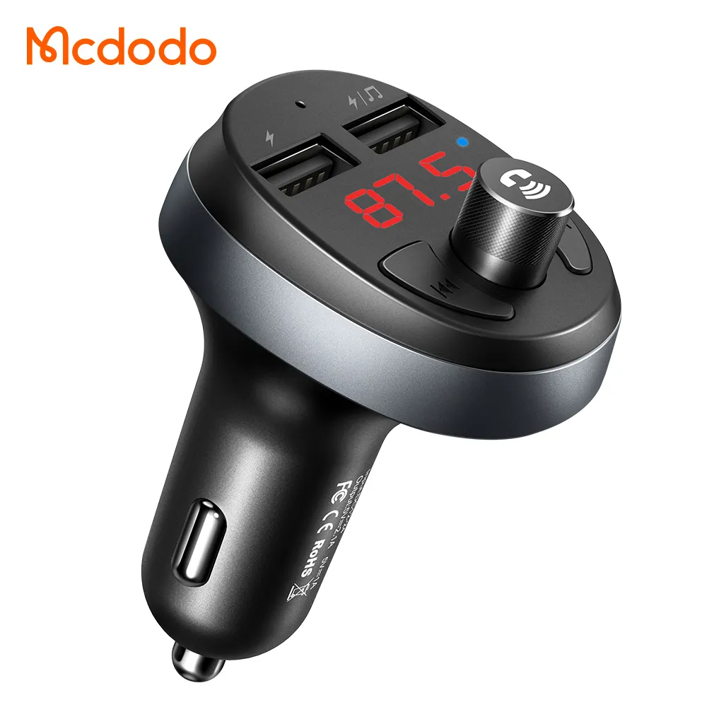 BT Car Kit Microphone Handsfree Audio Version Stereo Dual Usb Car Charger Fm Transmitter Sup BT5.0 Usb Car Charger
