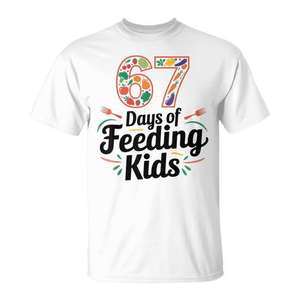 Camiseta de manga corta con cuello redondo para adultos, unisex, promocional, para la vuelta al colegio, graduación, 67 Days Of Feeding Kids - Product Image 1