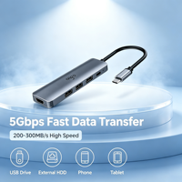 Réplicateur de port pour ordinateur portable 5-en-1 Type-C, Dongle multiport USB-C, Vidéo, USB 3.0, USB 2.0, 100W PD pour équipement de bureau et petites entreprises
