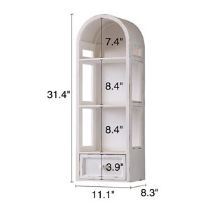 Estantería <span class=keywords><strong>flotante</strong></span> de arco de madera montada en la pared hecha a mano, estantería rústica de madera para colgar en la pared, organizador de libros, estantería <span class=keywords><strong>con</strong></span> cajón - Product Image 3
