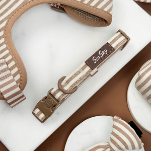 Set Personalizzato SinSky di Collare e Guinzaglio Regolabile per Cani, Imbracatura OEM in Lino a Righe, Set di Imbracature di Design alla Moda per Cani - Product Image 3