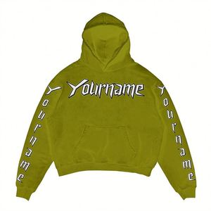 Sudadera con capucha para hombre de alta calidad, OEM, personalizada, con estampado de descarga, media cremallera, de algodón y poliéster, corte oversize, con bolsillo canguro, para otoño - Product Image 2