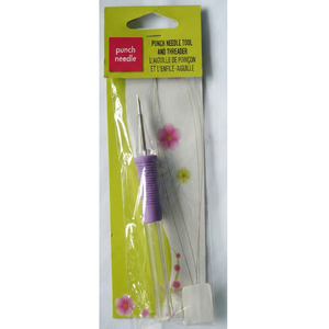 HC0028 Punch Needle <b>Tool</b> and threader Punch Needle <b>Tool</b> with Threader Purple Handle Craft Sewing Accessory - Product Image 1