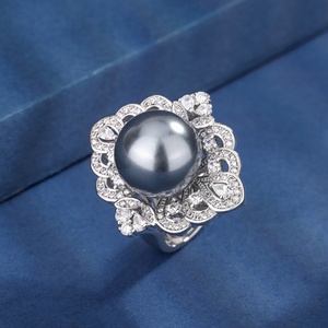 High Quality Eco-friendly Copper Korean Style 14mm Shell Pearl Bridal Jewelry <b>Set</b> Fashion Bridal Ring <b>Set</b> for Wholesale - Product Image 4