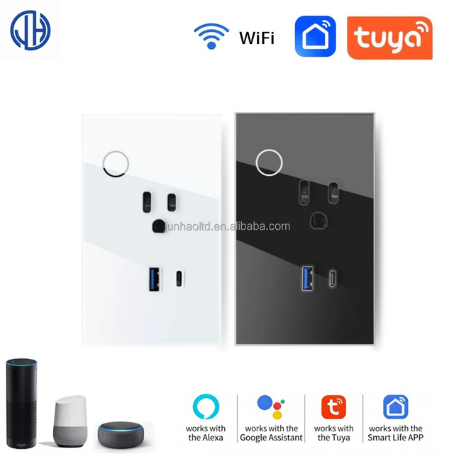 Smart Wall Sockets Us Outlets Wireless with USB&C Type-C Interruptor Inteligente Wifi Tuya Smart Life App Remote Control
