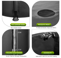 Réservoir d'eau de pluie pliable de 53 gallons en PVC noir uni avec revêtement en maille, système portable de récupération d'eau de pluie avec robinet