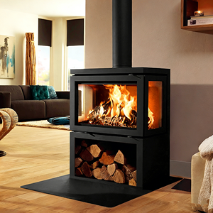 Caminetto Moderno in Acciaio a Legna, Stufa Autonoma da Interno con Fiamma Reale e Controllo Termostatico per Riscaldamento Domestico - Product Image 5