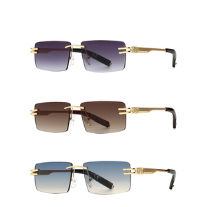 レトロな長方形のサングラスリムレス男性ゴールドメタル女性スクエアサングラス男性フレームなし2022uv400売れ筋 - Product Image 1