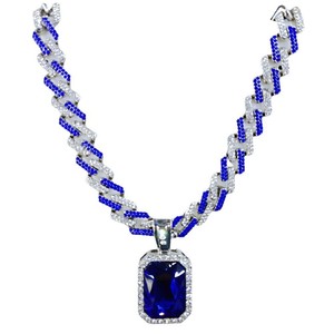 Otras Prendas de Vestir, Colgante Cuadrado de Piedras Preciosas Coloridas a la Moda, Joyería Unisex Hip Hop con Cadena Cubana Completa, Chapado en Oro - Product Image 2