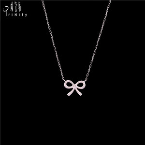 Nueva joyería de moda, collar de oro macizo de 18 quilates, collar de diamantes naturales, hermosos collares colgantes, diseño de lazo para niñas - Product Image 2