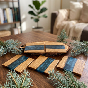 Sous-verres promotionnels carrés en bois d'acacia et résine époxy, design unique pour la maison, les fêtes, les boissons, les sets de table et les tapis de protection. - Product Image 1