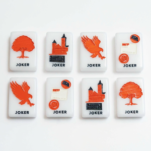Juego de Mahjong Americano de la Universidad de Auburn, 160 Fichas, Diseño de Tigre y Águila, Grabado para Graduados Universitarios, Color Azul Marino y Naranja - Product Image 1