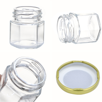 Pot à miel hexagonal en verre de 200 ml à 400 ml, bouteille à miel hexagonale, pot à confiture hexagonal en verre transparent avec couvercle
