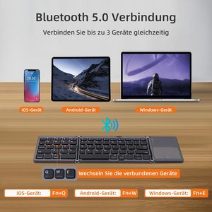 Đa Thiết Bị Có Thể Sạc Lại Tây Ban Nha Gấp Mini Máy Tính Xách Tay Có Thể Gập Lại Bàn Phím Có Thể Gập Lại <span class=keywords><strong>Bluetooth</strong></span> Bàn Phím Với <span class=keywords><strong>Touchpad</strong></span> - Product Image 3