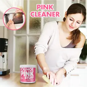 Logo personnalisé Nettoyant écologique pour la cuisine Détachant d'huile en profondeur Pratique Rose Poudre nettoyante pour la cuisine Nettoyants pour les taches d'huile