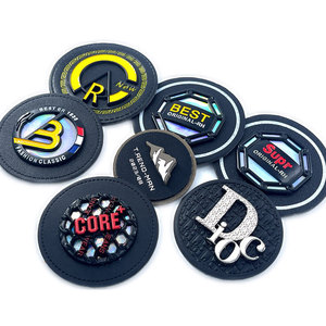 Personalisierte, Quadratische, Leere, Graue Strick-Tracker Baseballkappen-Etikett, Rotes Denim-Leder-Aufnäher-<span class=keywords><strong>Label</strong></span> - Product Image 4