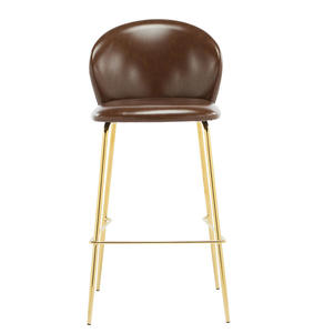 Luxury Modern Steel <b>Bar</b> Chair with Leather Backrest Adjustable High Foot Stool for Kitchen Counter Dining Chair Set of 2 - Product Image 6