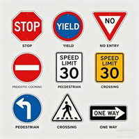 Panneau de signalisation routière en aluminium avec film réfléchissant prismatique haute intensité, étanche IP68, pour le contrôle du trafic et les avertissements