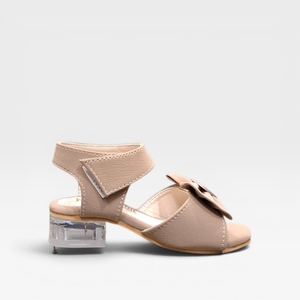 Girls <b>Beige</b> Bow Heart Design Transparent <b>Block</b> <b>Heel</b> Sandals Adjustable Ankle Strap Party Casual Dress Footwear - Product Image 3