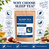 Sachets de thé aux herbes naturelles pour le sommeil, 100g, 20 unités, marque privée, thé apaisant et relaxant pour la nuit, OEM, directement de l'usine