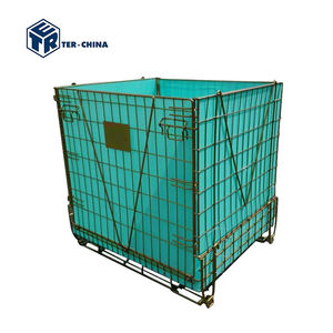 Caisse de stockage en métal à mailles avec patins, capacité de 400 kg, pour préformes PET, 1210x1010xH1175 F22, usage léger - Product Image 3