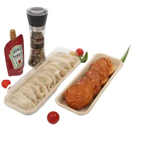 Available samples long rectangle shape tray Products made from bamboo fiber can be used with hot and cold and oily foods