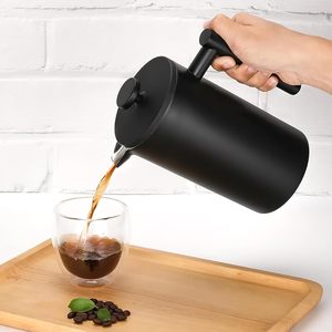 Filtre de remplacement pour presse à café moderne, portable, écologique, à double paroi isolée, en acier inoxydable 304 de qualité alimentaire, noir - Product Image 5