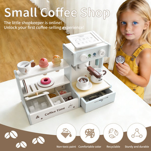 Juego de Juguetes de Cocina de Madera para Niños, <span class=keywords><strong>Caja</strong></span> <span class=keywords><strong>Registradora</strong></span> de Simulación, Juego de Imitación de Pequeña Tienda, Venta de Postres, Té de la Tarde - Product Image 4