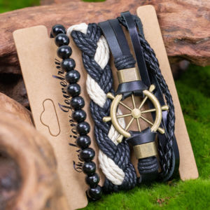 Bracelet en cuir tressé rétro tendance, ensemble de bracelets ethniques populaires, cadeau idéal pour les Américains et les Européens - Product Image 5