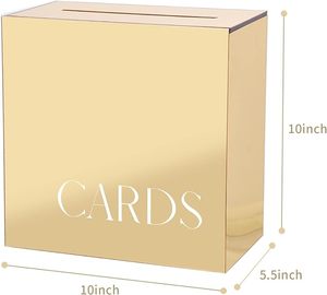 대형 10x10x5.5 인치 메탈릭 골드 미러 아크릴 웨딩 카드 상자 흰색 인쇄 두꺼운 <span class=keywords><strong>DIY</strong></span> 디스플레이 랙 웨딩 리셉션 소원 - Product Image 6