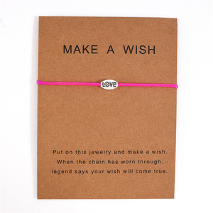 남여 공용 사용자 정의 로고 위시 카드 팔찌 소녀 선물 또는 우정 액세서리를위한 유행 사랑 커플 매력 - Product Image 5