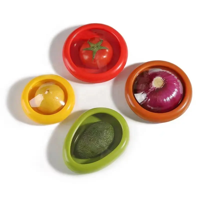 4er Set Fresh Keeper Avocado Tomate Orange Zwiebel Vorrats behälter Lemon Keeper Silikon deckel Silikon Lebensmittel abdeckung für Gemüse