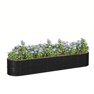 D0100H7P5IP Jardinière surélevée en acier, elliptique, anthracite, revêtement poudré, durable, pour fleurs, design moderne - Product Image 1