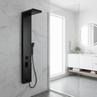 Panneau de douche mural en aluminium noir finition massage, prix d'usine