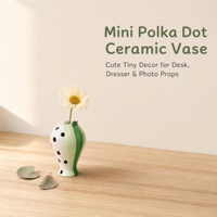 Vase en céramique rétro pop art peint à la main, à rayures et pois colorés, toutes saisons, décoration de bureau, cadeau pour femme, directement de l'usine