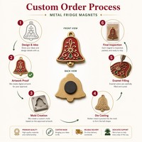 Aimants de réfrigérateur en métal émaillé personnalisés pour Noël, boîte cadeau, cloche, flocon de neige, nœud, étoile, couronne, souvenir de vacances, décoration