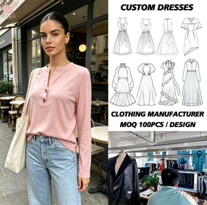 Chemise boutonnée rose à manches longues pour femme, décontractée, couleur unie, coupe classique, toutes saisons - Product Image 1
