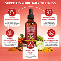 Complément Nutritionnel Quotidien Lenm Sans Sucre Végétalien Soutien Santé Intestinale Gouttes Liquides de Berbérine pour Favoriser un Métabolisme Sain