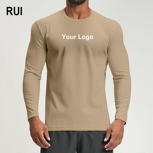 RUIQUWIN Vente en gros de vêtements de sport pour hommes, t-shirt à manches longues respirant, extensible dans quatre directions, coupe régulière, respectueux de l'environnement, grande taille, pour la course à pied - Product Image 1
