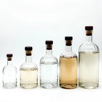 Botol Kaca Transparan untuk Liquor Gin Whisky dengan Tutup, Finishing Matte Acid Etch Kustom, Ukuran 500ml 700ml 750ml