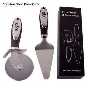 Espátula para Pizza de Acero Inoxidable y Cortador de Pizza de Base Delgada con Rueda Giratoria, Kit de Herramientas para Hornear Pasteles - Product Image 1