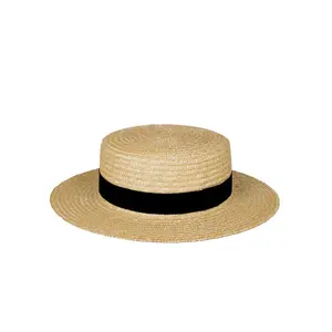 Sombrero de paja natural con cinta para mujer, sombrilla elegante para viaje al aire libre, Verano