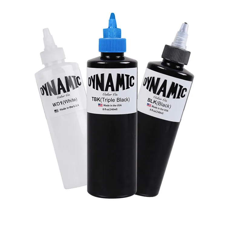 Tinta Tato Dinamis Asli Kualitas Bagus Triple Black Buatan Usa 8Oz 240Ml 30Ml