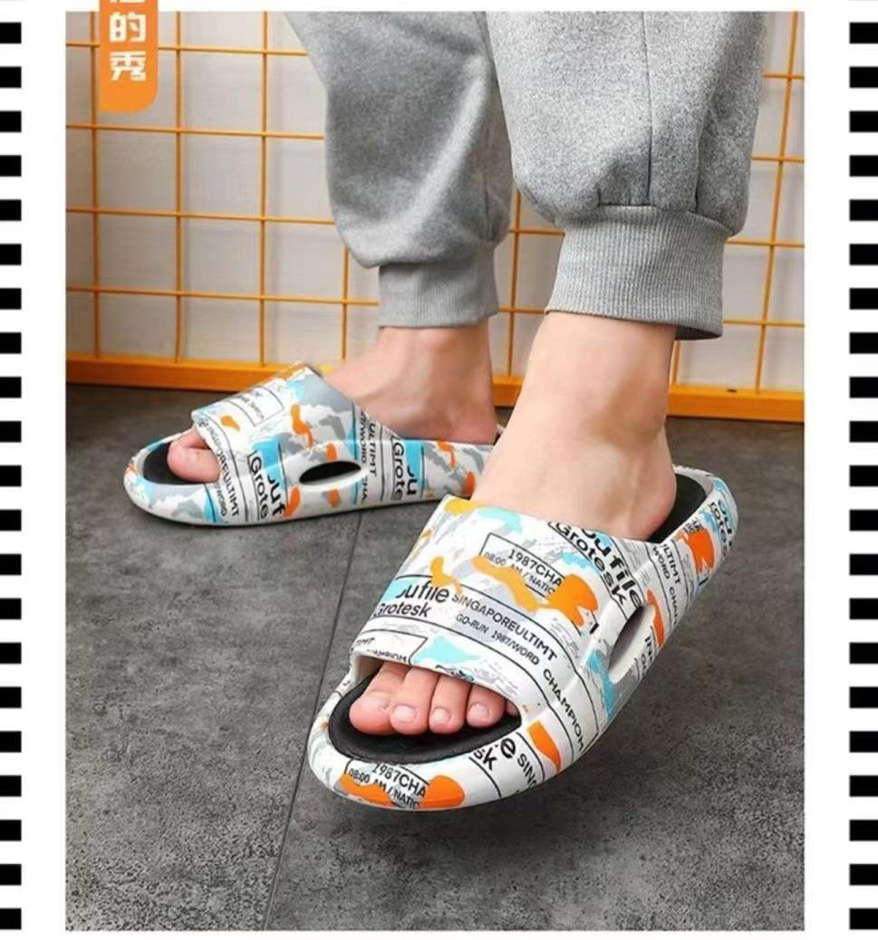 Custom Printed Outdoor Slides Women Men Thick Bottom Slippers Platform Non Slip Shoes
