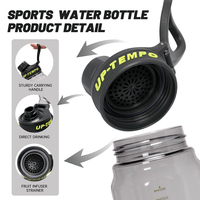 Bouteille d'eau de sport portable écologique sans BPA de 750 ml Fonwhy, anti-fuite, motivante, pour les voyages en plein air, en plastique direct