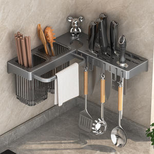 Estante de cocina de pared Chaozhou con soporte para palillos y estante de almacenamiento, colgador multiusos con drenaje, forma cuadrada - Product Image 5